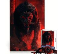 Puzzle da 1000 pezzi con leone dagli occhi rossi nel tempio, ideale per adolescenti, gioco antistress, taglio di alta qualità, (38x52cm)