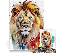 Puzzle da 1000 pezzi con leone dipinto ad acquerello per adulti,divertente gioco di memoria,incastro sicuro,montaggio facile,attività per tutta la famiglia (50x75cm)