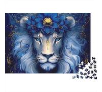 Puzzle da 1000 pezzi con leone e libellula blu fosforescente, ideale per giochi educativi per adulti, decorazione per la casa, difficile e stimolante, perfetto come 52x38 cm/1000 pezzi