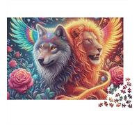 Puzzle da 1000 pezzi con leone e lupo alato per adulti, gioco educativo, bella decorazione, difficile e stimolante, regalo di compleanno. 52x38cm/1000pcs