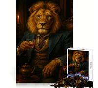 Puzzle da 1000 pezzi con leone elegante e gentiluomo con drink per adulti e ragazzi gioco di logica solido divertente e silenzioso taglio di precisione Babbo Natale scegli il tuo desiderio (38x26cm)