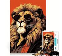 Puzzle da 1000 pezzi con leone elegante e occhiali per ragazzi, gioco che stimola la logica e favorisce il gioco rilassante, con bordi di alta qualità e design da collezione 38x52cm