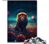 Puzzle da 1000 pezzi con leone floreale su Marte, in legno, gioco interattivo per famiglie, rompicapo, giocattolo educativo, 1000 pezzi(50x75cm)