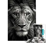 Puzzle da 1000 pezzi con leone in bianco e nero stimola la mente attività per tutta la famiglia gioco pratico per ragazzi dai 14 anni in su (38x26cm)