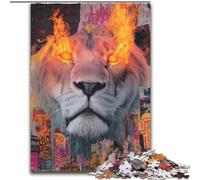 Puzzle da 1000 pezzi con leone in fiamme, puzzle impegnativi 26X38cm, regalo perfetto per la festa della mamma, compleanni, Natale