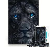Puzzle da 1000 pezzi con leone nero dagli occhi azzurri,gioco di precisione,divertente attività per la mente,per rilassarsi,regalo di compleanno 38x52cm