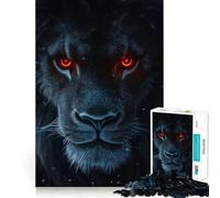 Puzzle da 1000 pezzi con leone nero dagli occhi rossi,bordi senza soluzione di continuità,gioco di logica divertente,svago,regalo artistico di Natale 50x75cm