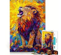 Puzzle da 1000 pezzi con leone ruggente e pittura a spatola colorata per adolescenti, gioco di logica mentale, tranquillo, taglio preciso, articolo dei desideri di Babbo Natale (50x75cm)
