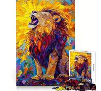 Puzzle da 1000 pezzi con leone ruggente e tavolozza colorata, ideale per adolescenti, per esercitare la mente, creare un'atmosfera rilassante e assemblare oggetti di valore (38x52cm)