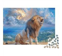 Puzzle da 1000 pezzi con leone ruggente sulla cima di una montagna, gioco educativo per adulti, decorazione per la casa, difficile e stimolante, ideale per compleanni, 38x26 cm