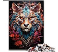 Puzzle da 1000 pezzi con leone selvaggio, in legno, design intricato per adolescenti, decorazioni fai da te e divertimento che stimola la mente, 1000 pezzi(50x75cm)