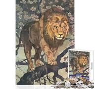 Puzzle da 1000 pezzi con leone su un albero fiorito ideale per giochi in famiglia decorazione perfetta e antistress compleanni e Natale (38x26cm)