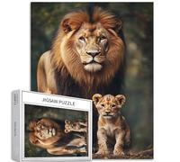 Puzzle da 1000 pezzi con leoni che camminano con i cuccioli di leone, per adulti, tema famiglia di animali, puzzle artistico impegnativo per attività familiari, colorato, fai da te, per decorazioni