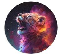 Puzzle da 1000 pezzi con leoni colorati, rotondi in cartone, per adolescenti e famiglie, perfetto come decorazione fai da te e come sfida per stimolare la mente (dimensioni 67,5x67,5 cm)