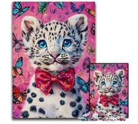 Puzzle da 1000 pezzi con leopardo bianco e nero, puzzle in cartone, divertimento per tutta la famiglia, regali di compleanno unici per ragazzi di 14 anni, 26x38cm