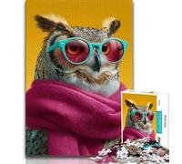 Puzzle da 1000 pezzi con leopardo che indossa una sciarpa, regalo per adulti, sfida difficile antistress, ideale come regalo per tutta la famiglia (75x50cm)