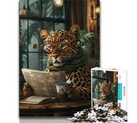 Puzzle da 1000 pezzi con leopardo che legge il giornale per adolescenti decorazione da parete regali unici per compleanno e Natale adatti per bambini di età compresa tra 14 e 18 anni (50x75cm)