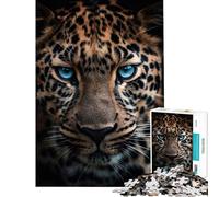 Puzzle da 1000 pezzi con leopardo dagli occhi azzurri attività divertenti da fare in casa decorazione per la casa giochi educativi adatti a persone dai 14 anni in su 50x75cm