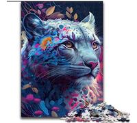 Puzzle da 1000 pezzi con leopardo delle nevi colorato, realizzato in cartone, relax e sfida, decorazione per la casa colorata, amici, 1000 pezzi(26x38cm)