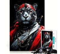 Puzzle da 1000 pezzi con leopardo delle nevi e samurai per adulti, ideale per rafforzare la memoria, per un divertimento informale, con bordi netti e un design classico (50x75cm)