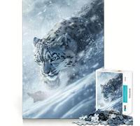 Puzzle da 1000 pezzi con leopardo delle nevi in agguato per ragazzi, gioco di logica, divertimento rilassante, taglio preciso, regalo artistico (38x52cm)