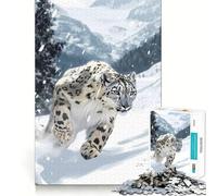 Puzzle da 1000 pezzi con leopardo delle nevi in corsa per adulti, ideale per migliorare la memoria, alleviare lo stress e creare un'esperienza memorabile (38x52cm)
