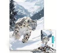 Puzzle da 1000 pezzi con leopardo delle nevi in corsa per adulti, ideale per rafforzare la memoria, per un divertimento informale, con bordi netti e un regalo classico (50x75cm)
