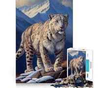 Puzzle da 1000 pezzi con leopardo delle nevi per adulti, gioco per allenare la mente, rilassante, taglio di precisione, regalo elegante (50x75cm)