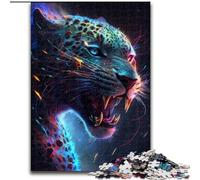 Puzzle da 1000 pezzi con leopardo nero colorato in legno, ideale per decorare casa e ufficio, regalo perfetto per compleanni, 50x75cm, festa di compleanno per uomini e donne