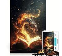 Puzzle da 1000 pezzi con libro e drago,ideale per la lettura,gioco di precisione,allenamento mentale,divertimento a ritmo lento,regalo di compleanno 38x26cm