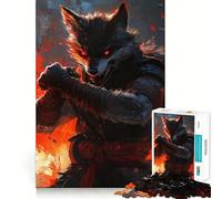 Puzzle da 1000 pezzi con l'immagine del guerriero lupo,gioco di memoria,qualità premium,taglio laser,attività rilassante per serate tranquille (50x75cm)