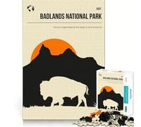 Puzzle da 1000 pezzi con l'immagine del Parco Nazionale delle Badlands,incastro preciso,gioco di logica e pensiero,momento di relax,regalo di Natale (38x26cm)