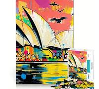 Puzzle da 1000 pezzi con l'immagine del Teatro dell'Opera di Sydney e dei suoi graffiti, ideale per adulti Gioco intelligente da interno, taglio preciso, regalo perfetto 38x26cm