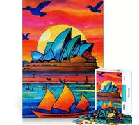 Puzzle da 1000 pezzi con l'immagine del tramonto dell'Opera House di Sydney, ideale per ragazzi Stimola la memoria e il tempo libero Bordi puliti Un regalo perfetto 50x75cm
