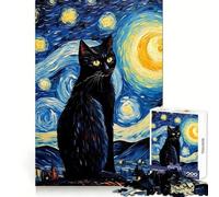 Puzzle da 1000 pezzi con l'immagine di Cat Van Gogh,ideale per ragazzi,un gioco stimolante e divertente per la mente Regalo di Natale unico e raffinato (50x75cm)