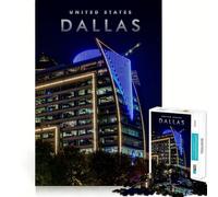 Puzzle da 1000 pezzi con l'immagine di Dallas,Texas,perfetta per creare un'atmosfera creativa,ideale per momenti di svago e per decorare la casa durante il periodo natalizio (38x52cm)