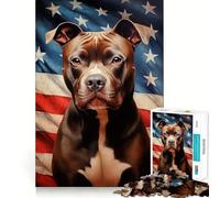 Puzzle da 1000 pezzi con l'immagine di un American Pit Bull Terrier,gioco di memoria,taglio laser di alta qualità,attività rilassante per serate tranquille (38x26cm)