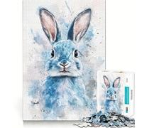 Puzzle da 1000 pezzi con l'immagine di un coniglietto blu,taglio preciso,gioco stimolante per la mente,facile da giocare,regalo di compleanno ideale 38x26cm