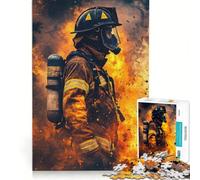 Puzzle da 1000 pezzi con l'immagine di un pompiere in azione, decorazione da parete, sfida impegnativa, compleanno e Natale 38x26cm