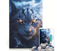 Puzzle da 1000 pezzi con lince fulmine e occhio luminoso giocattolo fai da te sfida difficile con pezzi di forma casuale completamente ad incastro 50x75cm