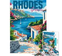 Puzzle da 1000 pezzi con l'isola di Rodi Grecia ideale per compleanno Natale decorazione murale giocattolo educativo per ragazzi dai 14 anni in su (38x26cm)