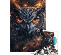 Puzzle da 1000 pezzi con lo sguardo infuocato del gufo Aiuta ad allenare la mente è un antistress e un gioco pratico adatto a persone dai 14 anni in su (38x26cm)