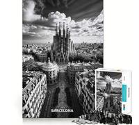 Puzzle da 1000 pezzi con lo skyline di Barcellona e la Sagrada Familia,gioco di precisione e cognitivo,ideale per il tempo libero e come regalo di Natale (50x75cm)