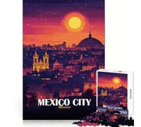 Puzzle da 1000 pezzi con lo skyline di Città del Messico al tramonto,ideale per ragazzi,per allenare la memoria,per un momento di svago rilassante,con taglio perfetto e un'ottima idea regalo (38x26cm)