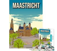 Puzzle da 1000 pezzi con lo skyline di Maastricht Olanda Gioco pratico e coinvolgente per sviluppare la pazienza Opera d'arte regalo e decorazione per la casa (dimensioni 38x26cm)