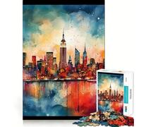 Puzzle da 1000 pezzi con lo skyline di New York per adulti, un gioco rompicapo divertente da fare insieme, con taglio perfetto, ideale come regalo per le vacanze (38x52cm)