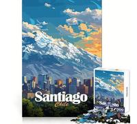 Puzzle da 1000 pezzi con lo skyline di Santiago del Cile, ideale per ragazzi, per stimolare la memoria, per il tempo libero a casa, per assemblare immagini e creare un regalo perfetto (38x26cm)