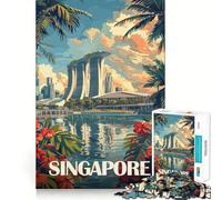 Puzzle da 1000 pezzi con lo skyline di Singapore, ideale per adulti e ragazzi, un gioco rilassante per la mente, con taglio preciso, perfetto come regalo di Natale 38x52cm