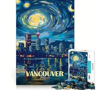 Puzzle da 1000 pezzi con lo skyline notturno di Vancouver,Canada,ideale per adolescenti Stimola,divertente,senza spazi vuoti,si incastra perfettamente Un passatempo avvincente per interni accoglienti