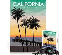 Puzzle da 1000 pezzi con lo stato della California per adulti, ideale per stimolare la memoria, per il tempo libero e come regalo di qualità (38x52cm)